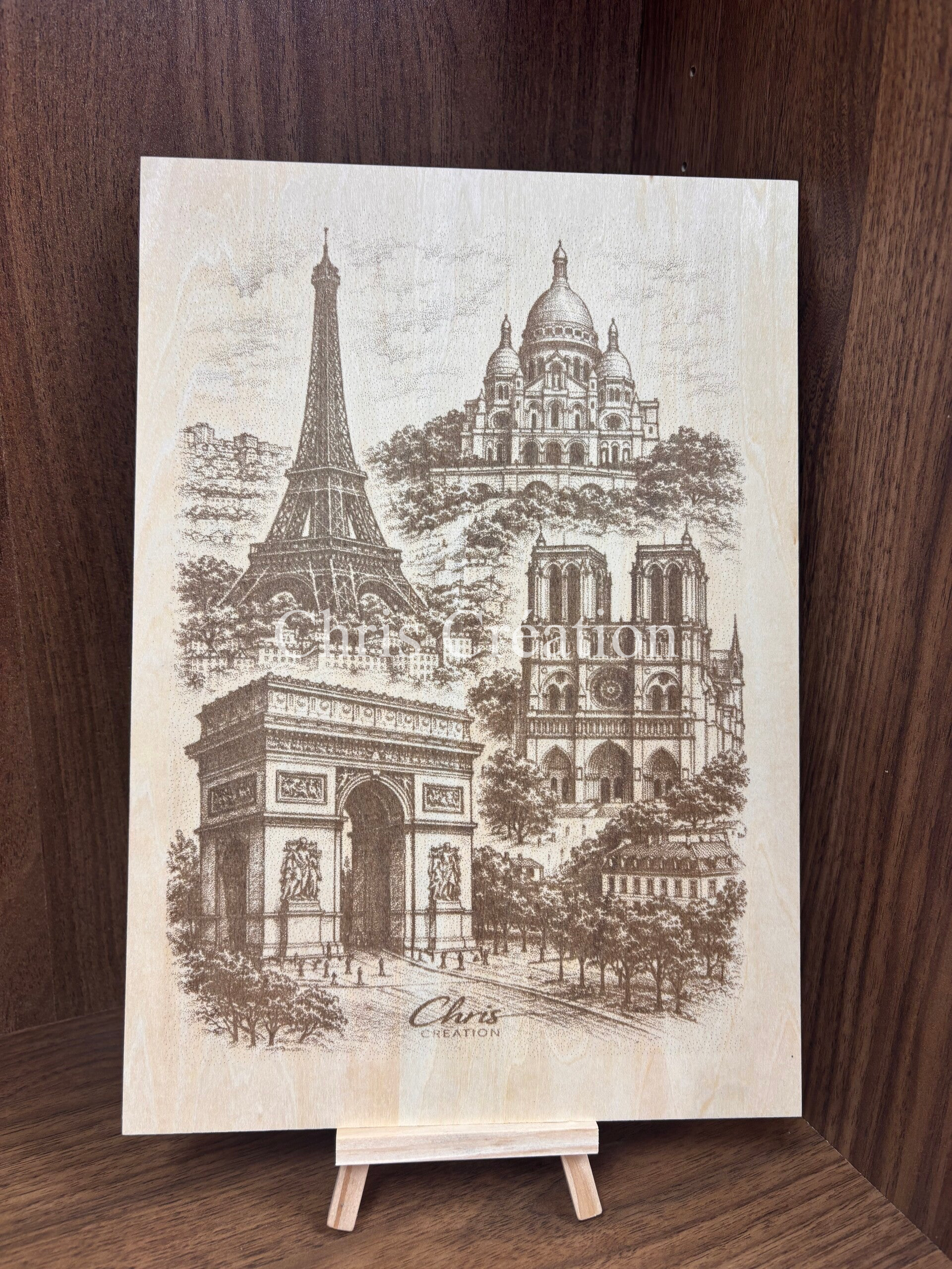 Planche bois A4 avec son socle