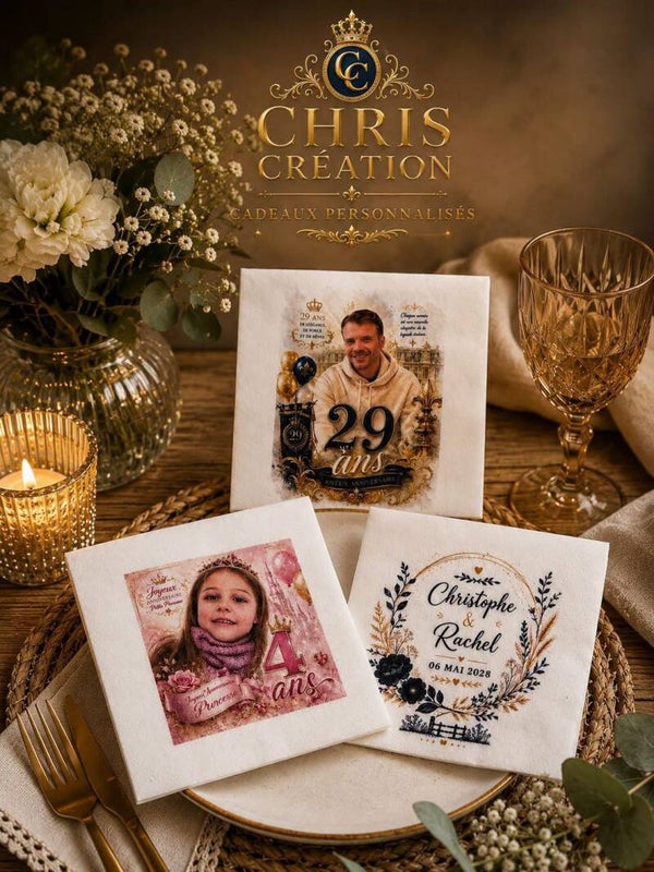 Serviettes en papier personnalisées 🎉✨