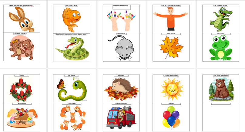 19 Fingerspiele Kärtchen