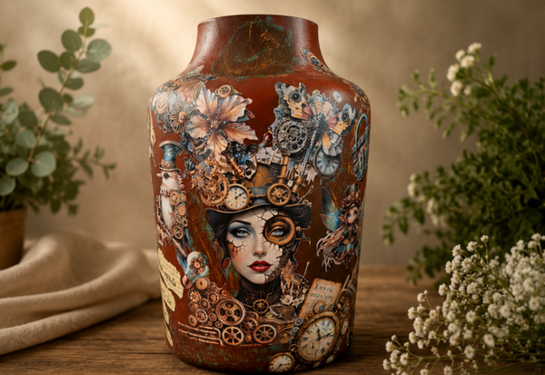 Grote vaas met roestlook - Steampunk