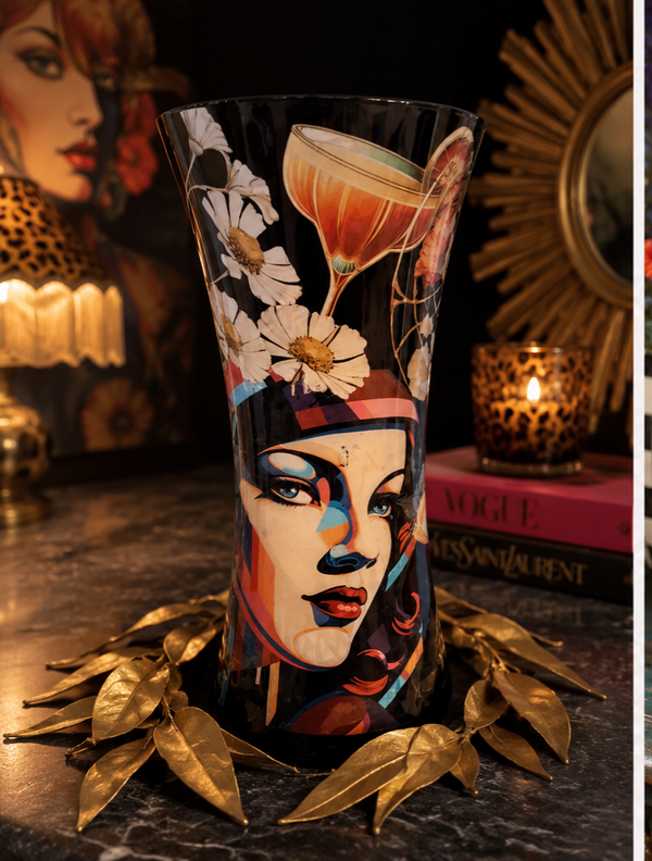 Mooi gevormde grote zwarte vaas met - Art Deco stijl