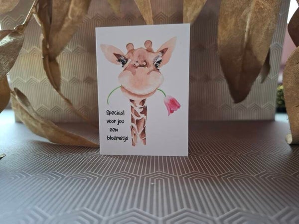 Cadeaukaartje Giraf. Jij verdient een bloemetje