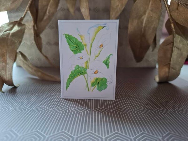 Cadeaukaartje met witte Calla`s