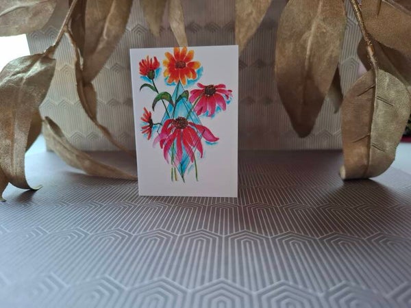 Cadeaukaartje met Bloemen en een triangel