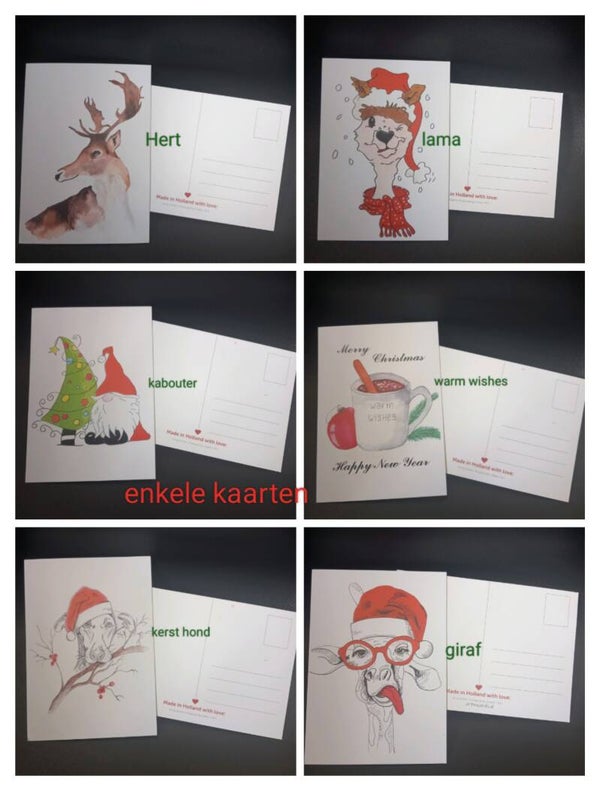 kerstkaarten pakket met 6 ansichtkaarten