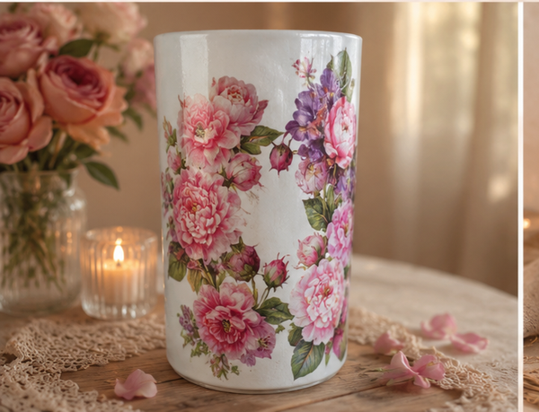 Wit vaasje met Rozen