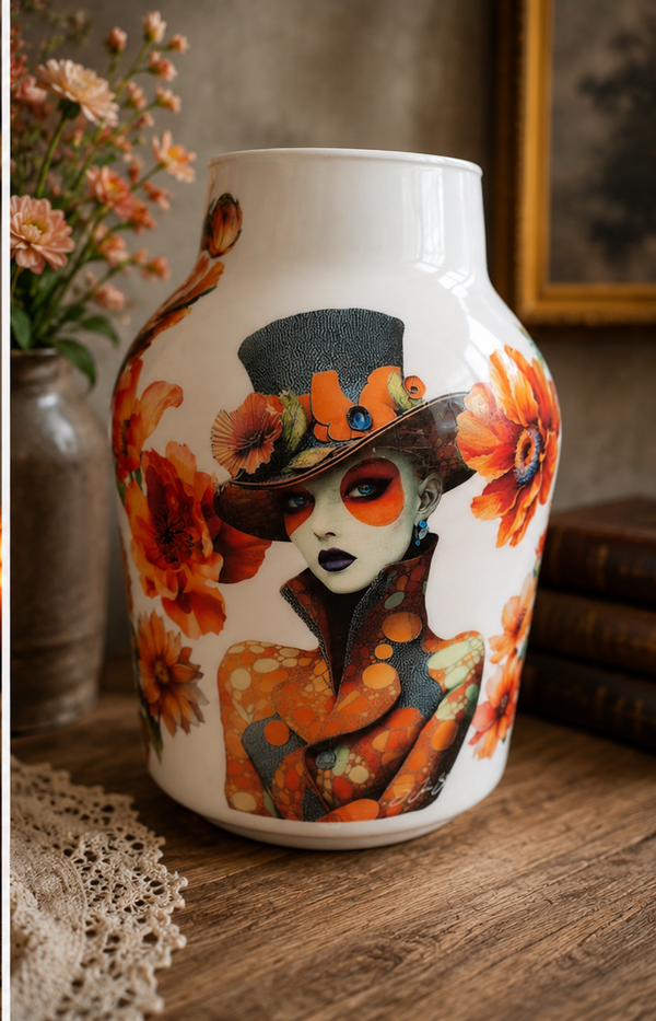 Grote melkbus vaas - Lady in zalmkleur