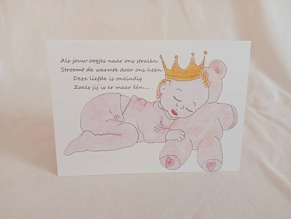 Geboorte kaart slapende baby meisje