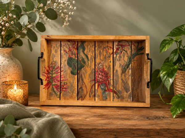 Handbeschilderd houten dienblad met een ananasplant | ArtOnCards