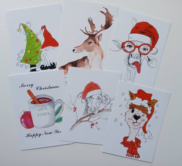 Set van 6 enkele kerstkaarten