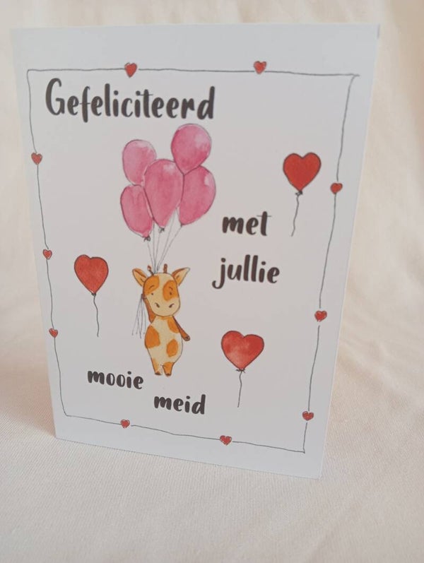 Geboorte kaart Gefeliciteerd met jullie mooie meid