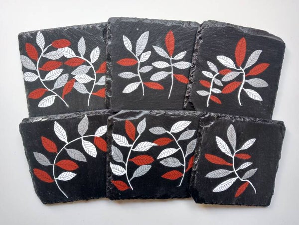 Rood/wit/zilveren blad