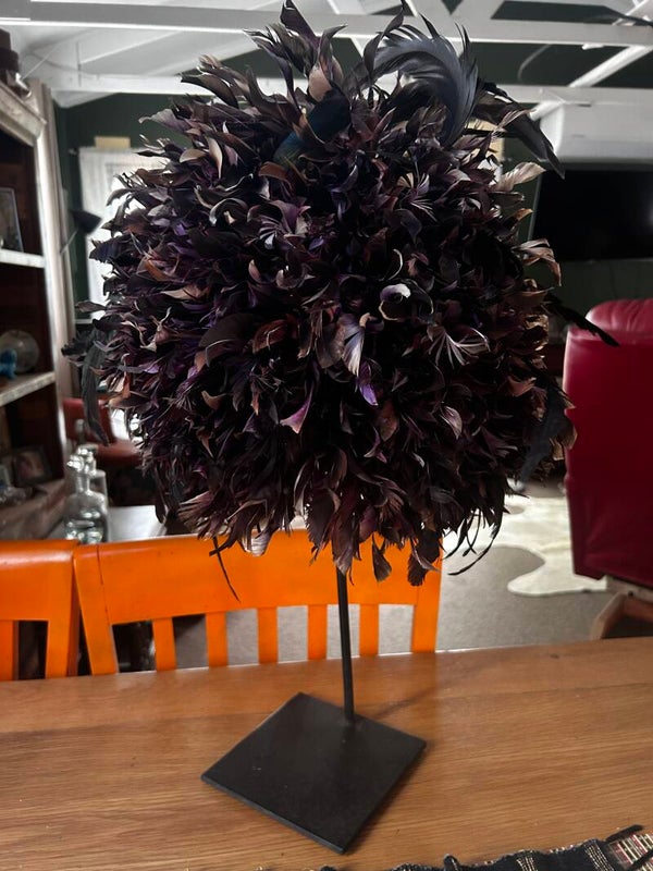 Juju Hat / Decorative Feather Headdress with Display Stand