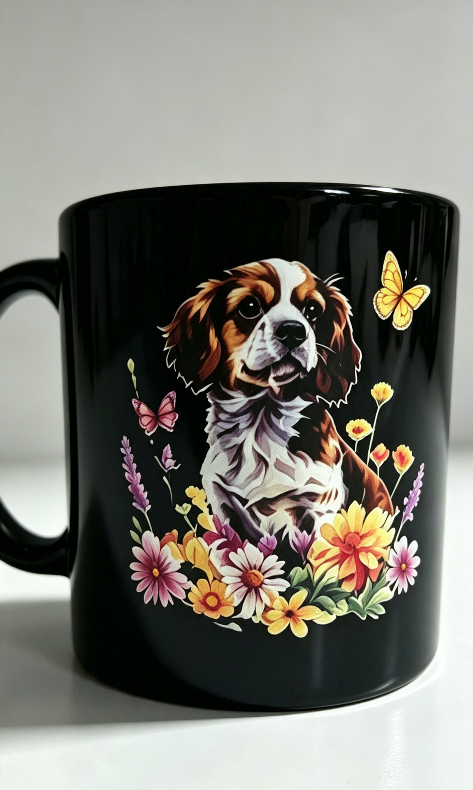 Cavalier King Charles Spaniel Mug 🐾 with multicolored paw print