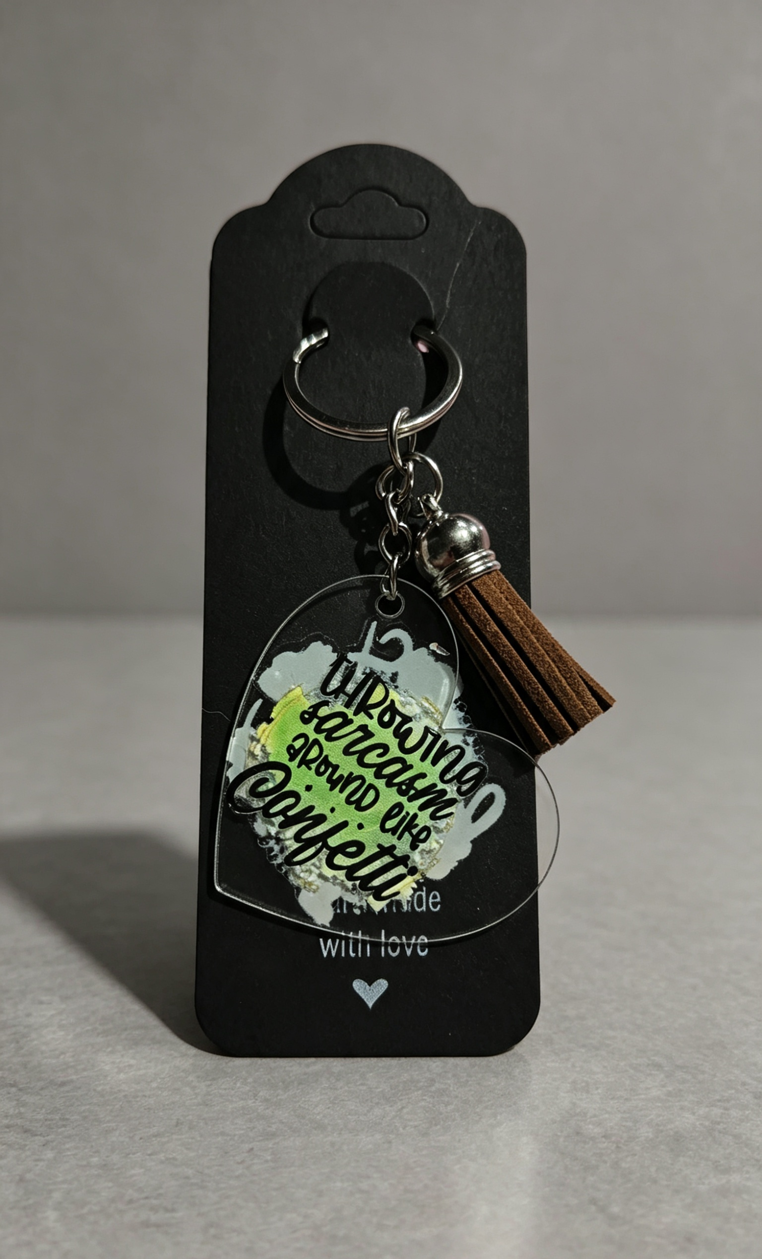 Throwing Sarcasm Around Like Confetti | Double-Sided Funny & Inspirational Keyring