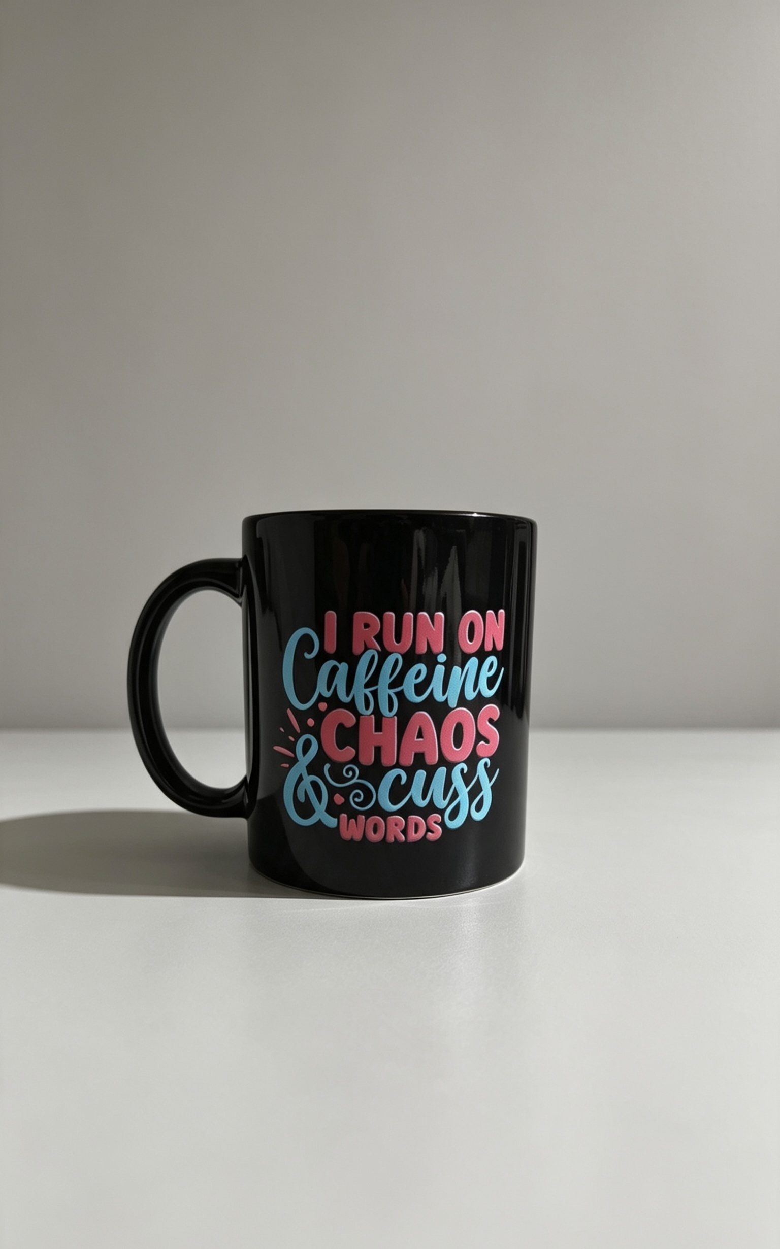 I Run Off Caffeine, Chaos & Cuss Words Mug | Funny Coffee Cup | Sarcastic Gift | Office Mug | Gift for Friends | Humorous Tea Cup
