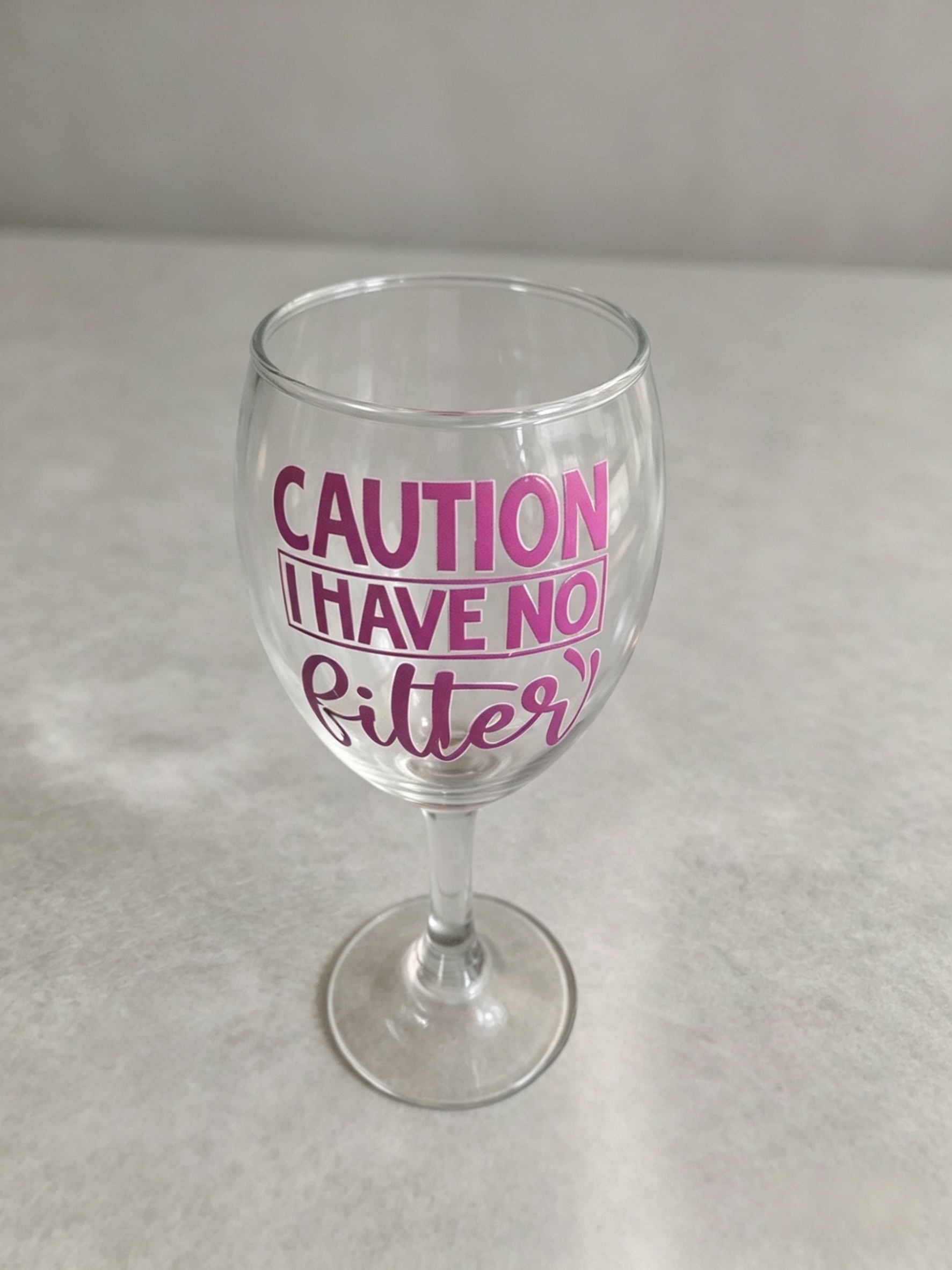 Caution: I Have No Filter | Funny Stemless Wine Glass | Sarcastic Wine Glass | Novelty Gift for Her | Wine Lover Gift | Best Friend Present