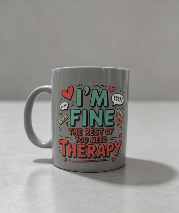 I'm Fine, the Rest of You Need Therapy Mug | Funny Coffee Mug | Sarcastic Tea Cup | Humorous Gift | Novelty Mug | Gift for Friends
