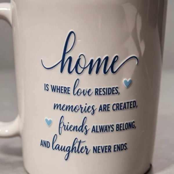 Home Is Where Love Resides Mug | Heartwarming Home Quote Cup | New Home Gift, Housewarming, Family & Friend Present | Sentimental Keepsake