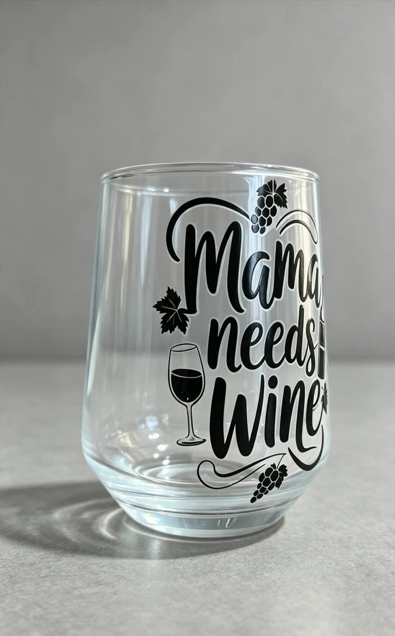 Mama Needs Wine | Funny Wine Glass | Gift for Mum | Stemless Wine Glass | Mother's Day Gift | Wine Lover Gift
