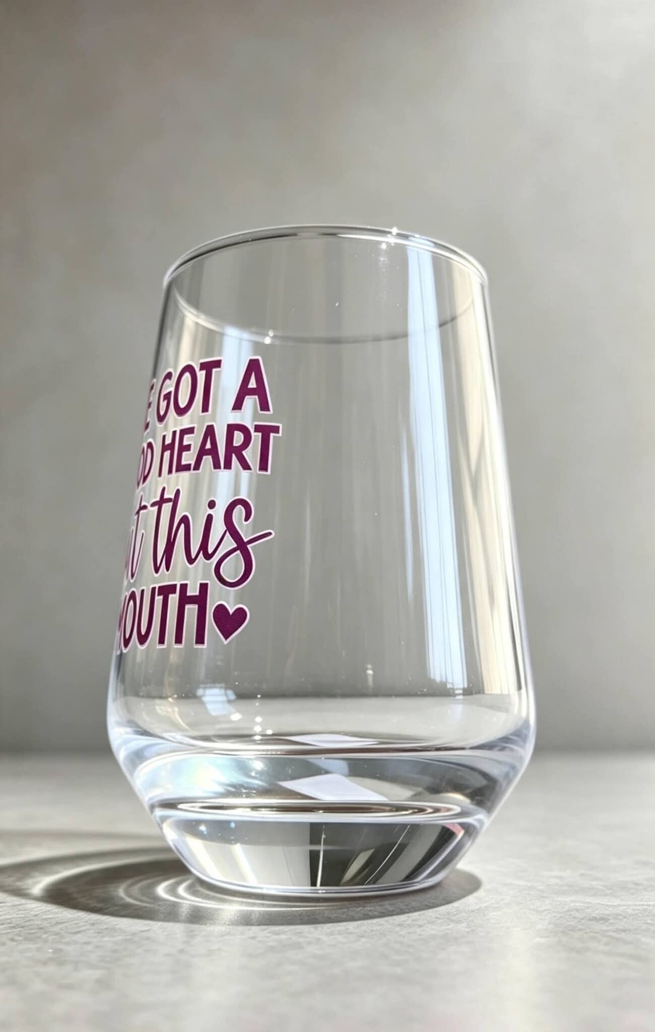I've Got a Good Heart but This Mouth – Funny Floral Glass Cup | Humorous Drinkware | Gift for Friends | Iced Coffee Glass