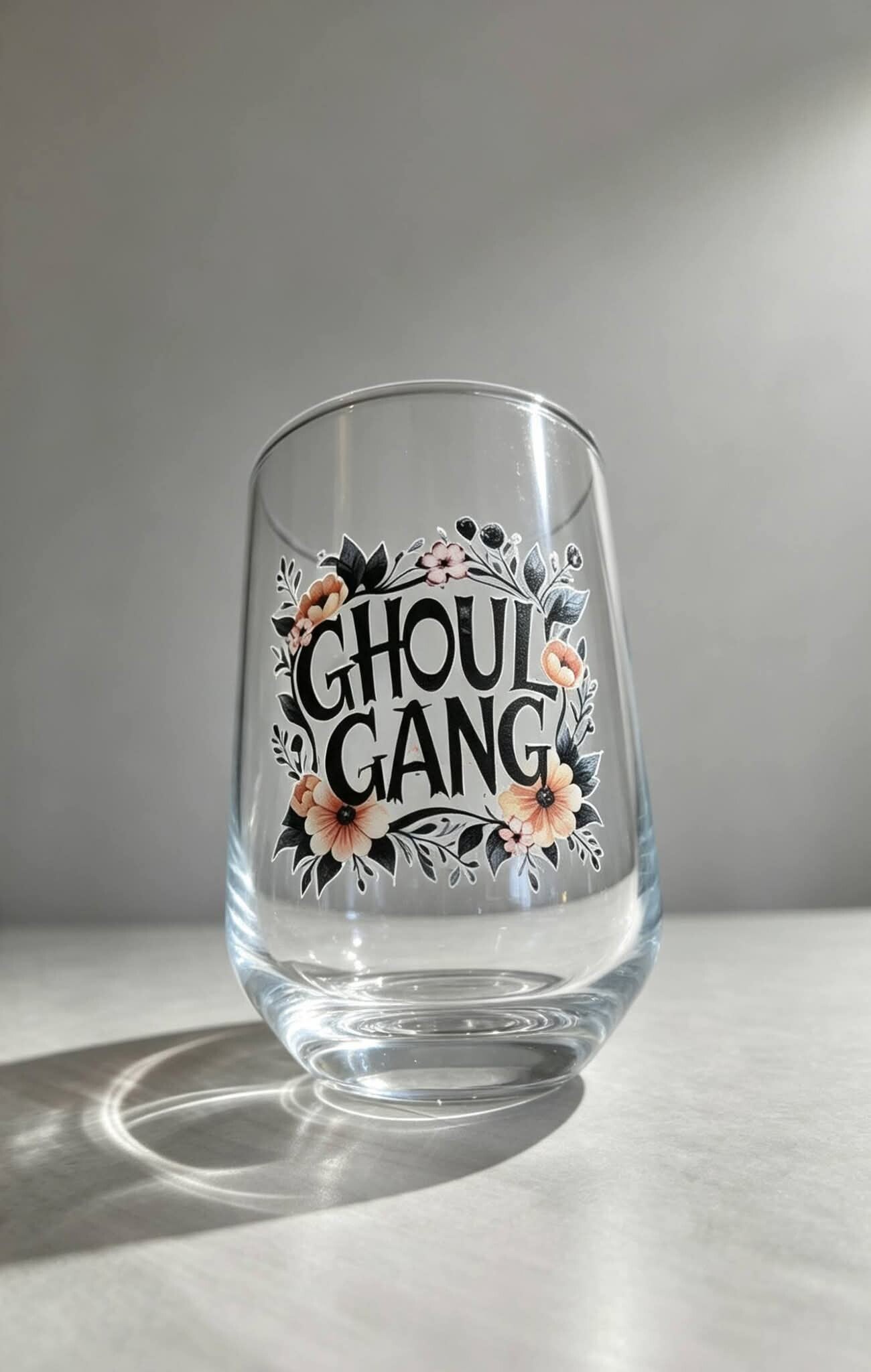 Ghoul Gang Floral Glass Cup  👻