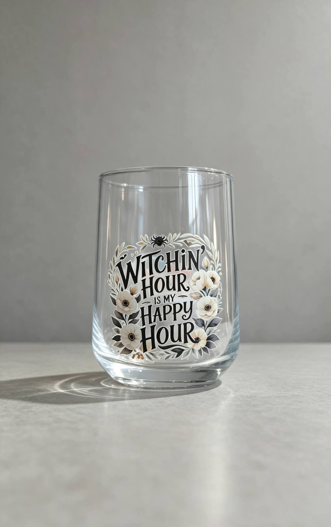 Witchin' Hour Is My Happy Hour Floral Glass Cup