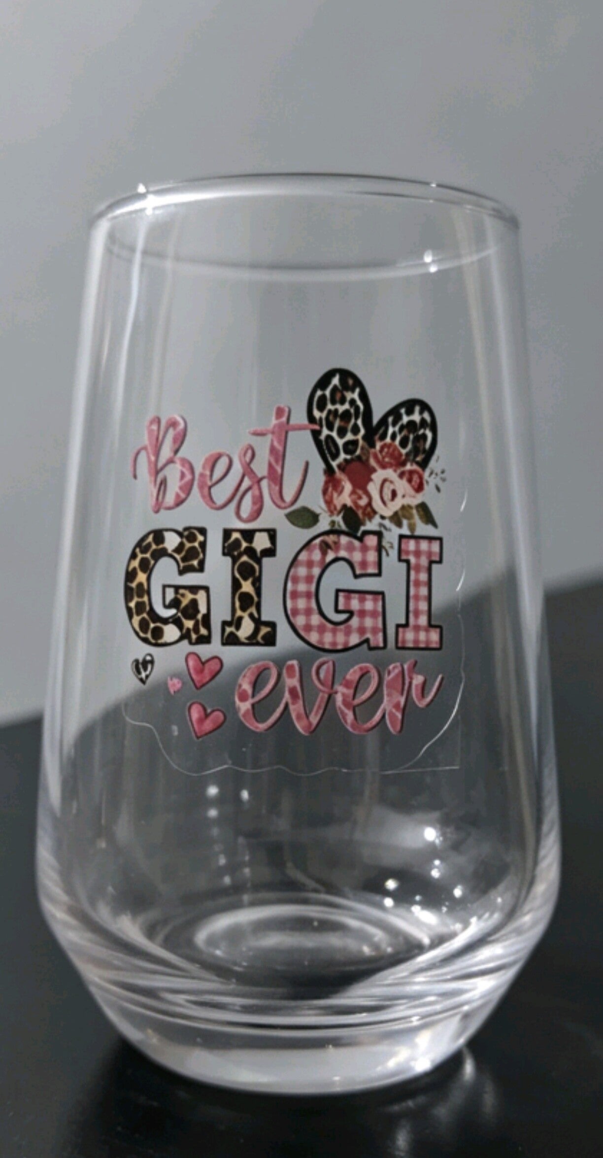 Best Gigi Ever – Leopard & Floral Stemless Glass