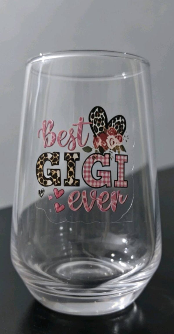 Best Gigi Ever – Leopard & Floral Stemless Glass