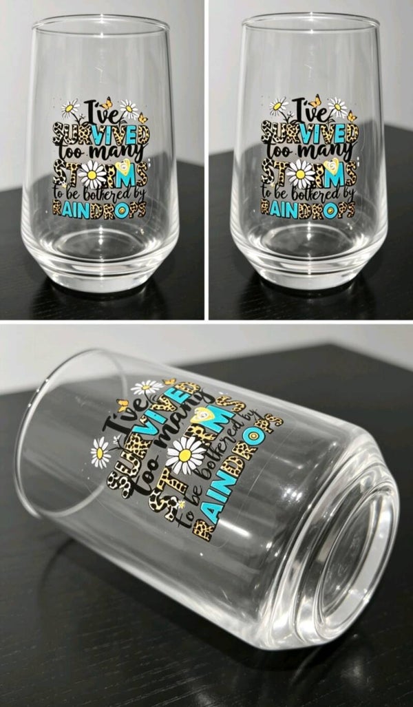 I've Survived Too Many Storms" Stemless Glass