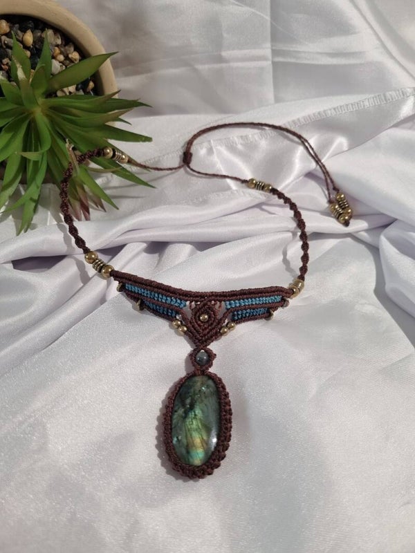 ✨ Collier Labradorite en macramé ✨