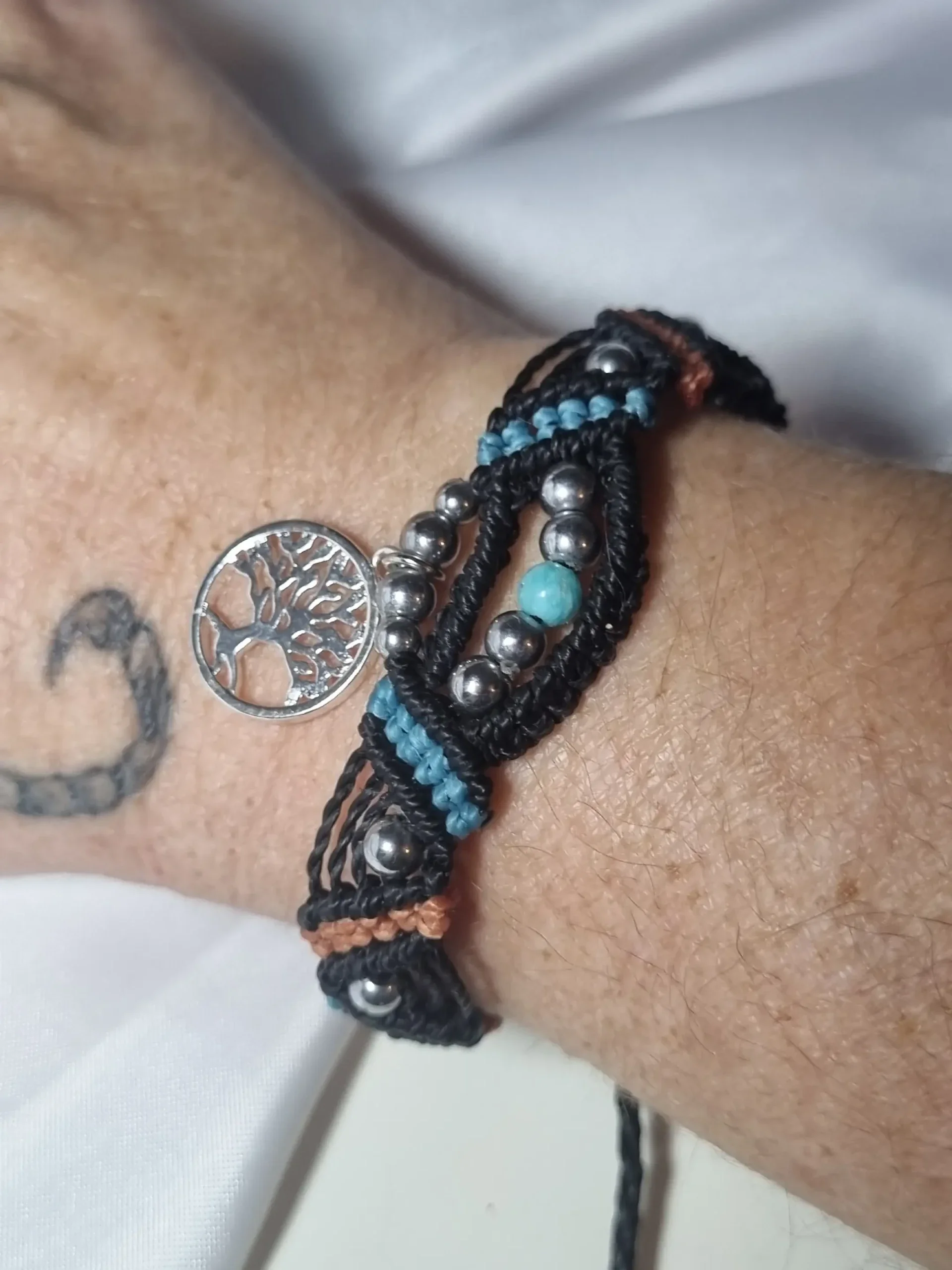 ​✨ Bracelet Macramé : Arbre de Vie & Amazonite Verte