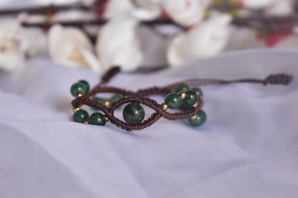 ​Bracelet « L'Œil Protecteur » – Micro-Macramé & Pierres Naturelles
