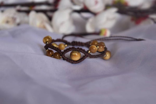 ​Bracelet « L'Œil Protecteur » – Micro-Macramé & Pierres Naturelles (2 Variantes)