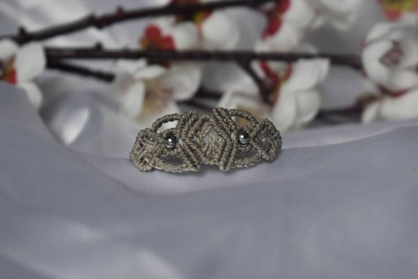 ​Bracelet « Ailes d'Hématite » – Micro-Macramé & Perles d'Hématite Métallisée (3 Coloris)