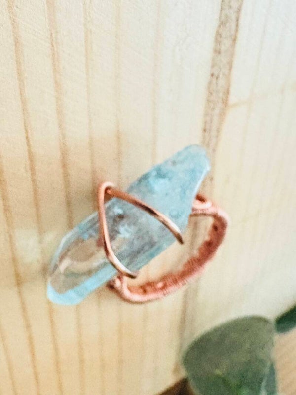 Copper wire wrapped gemstone ring