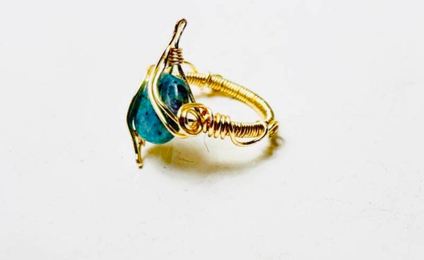 Gold wire wrapped picture Jasper ring