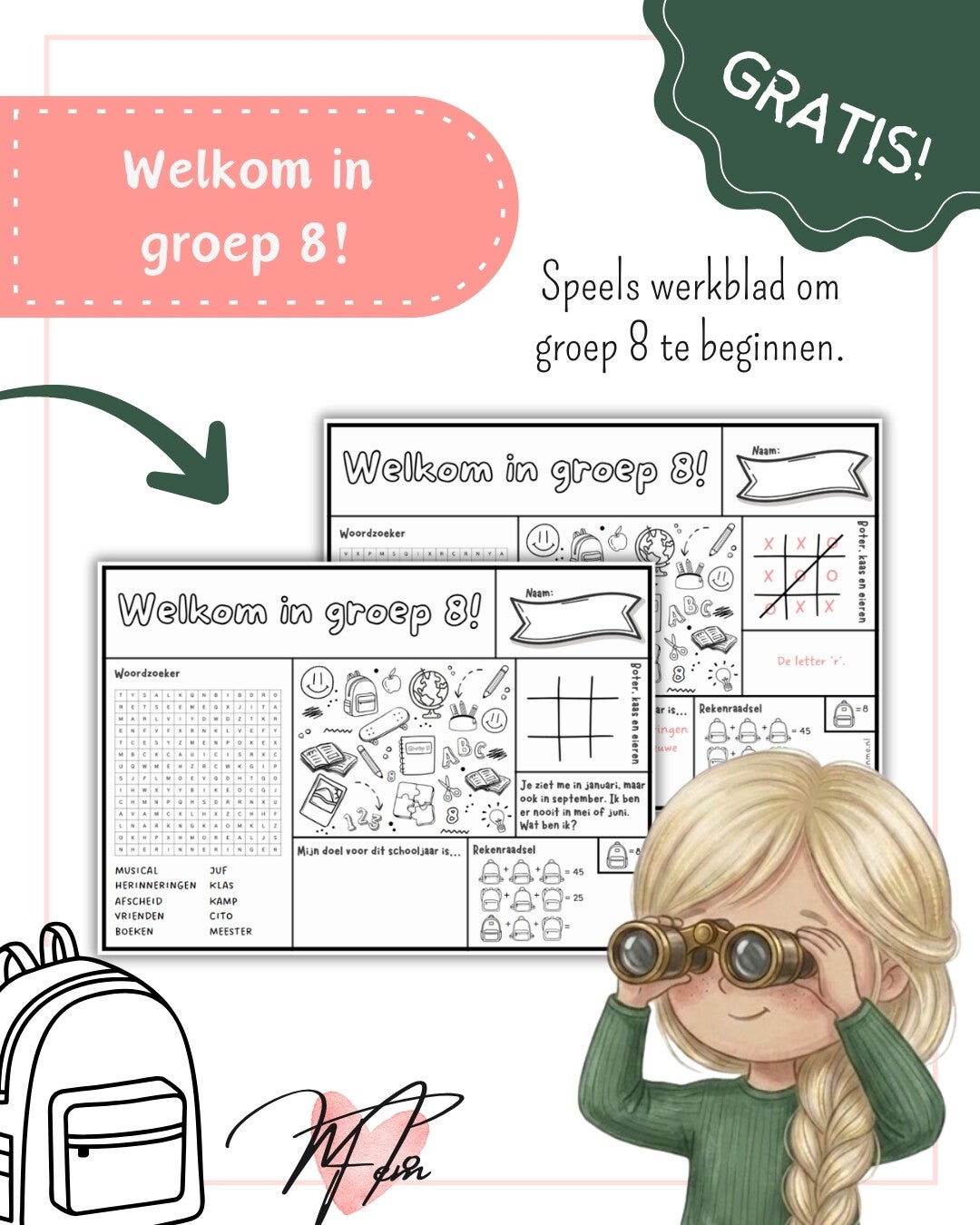 Welkom in groep 8 werkblad