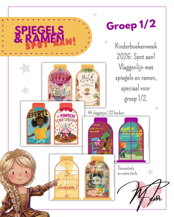 Spiegels en ramen vlaggenlijn groep 1/2 – Kinderboekenweek 2026 ‘Spot aan!’