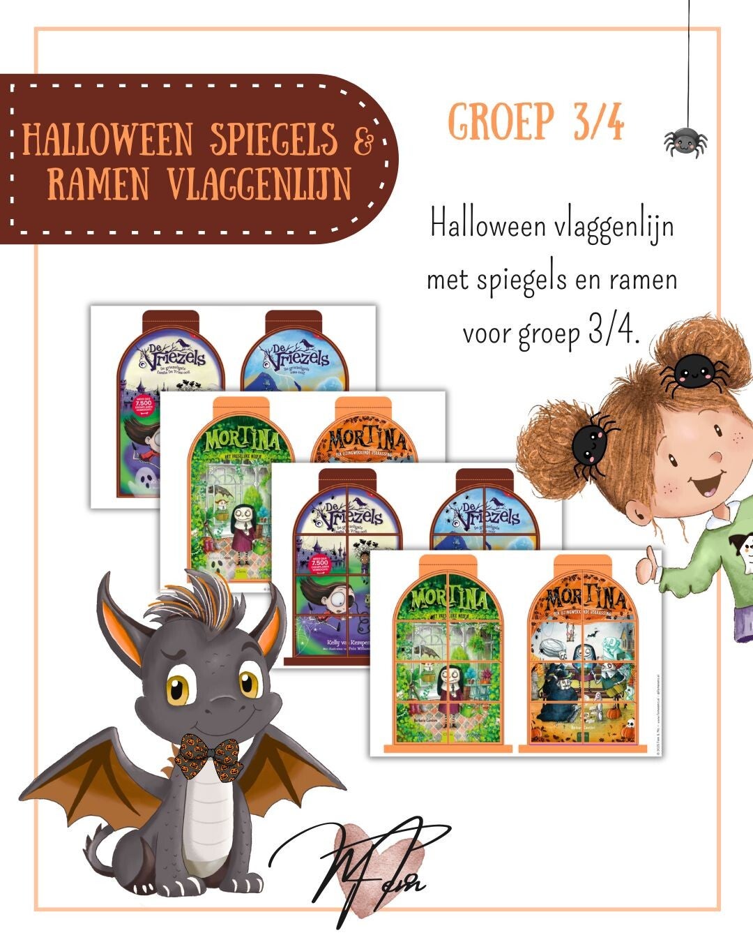 Halloween spiegels & ramen vlaggenlijn groep 3/4