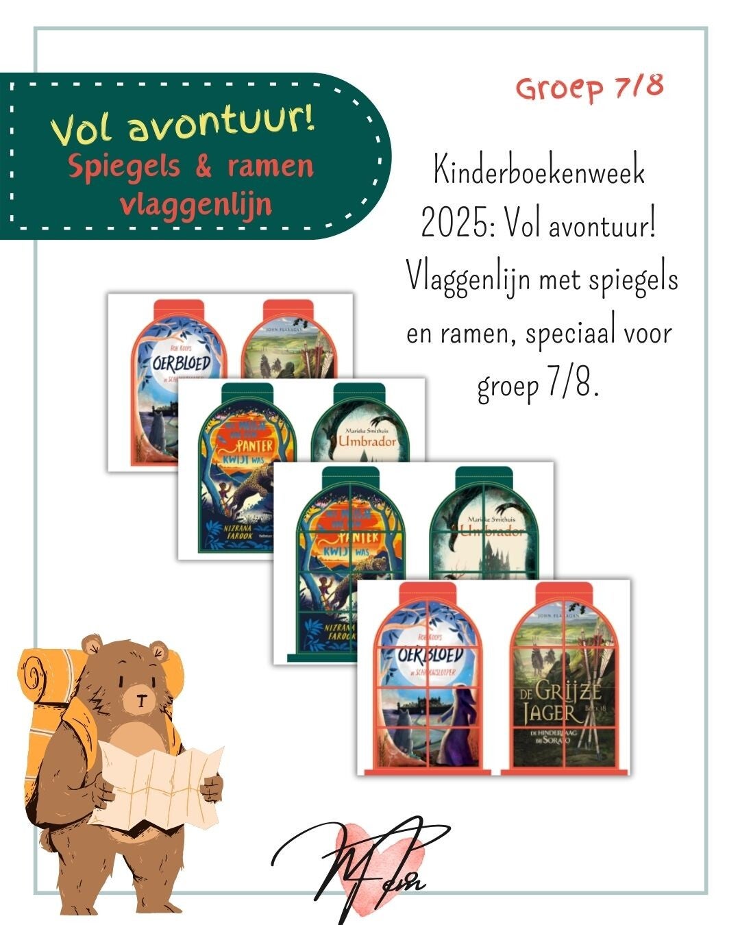Spiegels en ramen vlaggenlijn groep 7/8 – Kinderboekenweek 2025 ‘Vol avontuur’