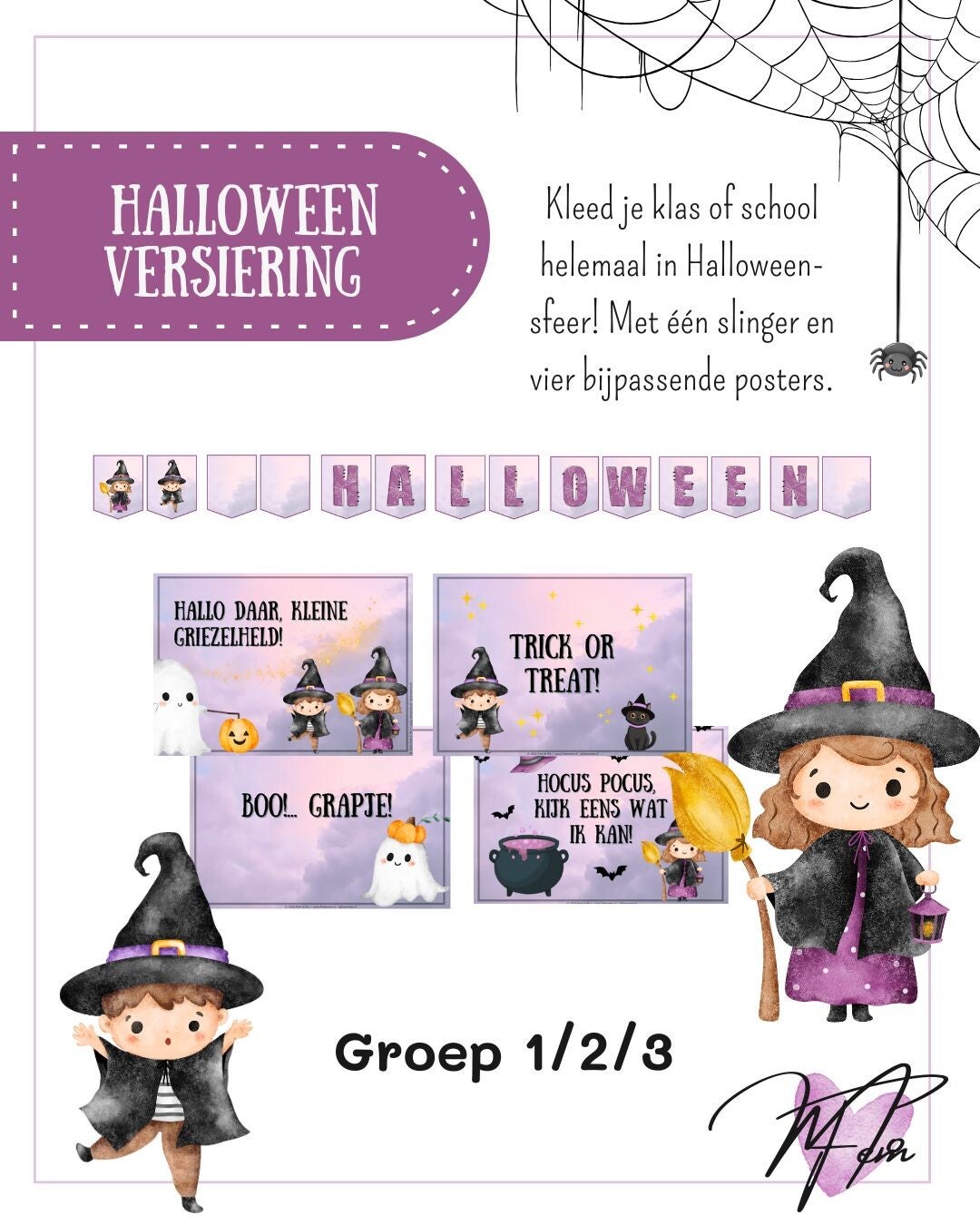 Halloween slinger en posters voor groep 1/2/3 – Gratis download