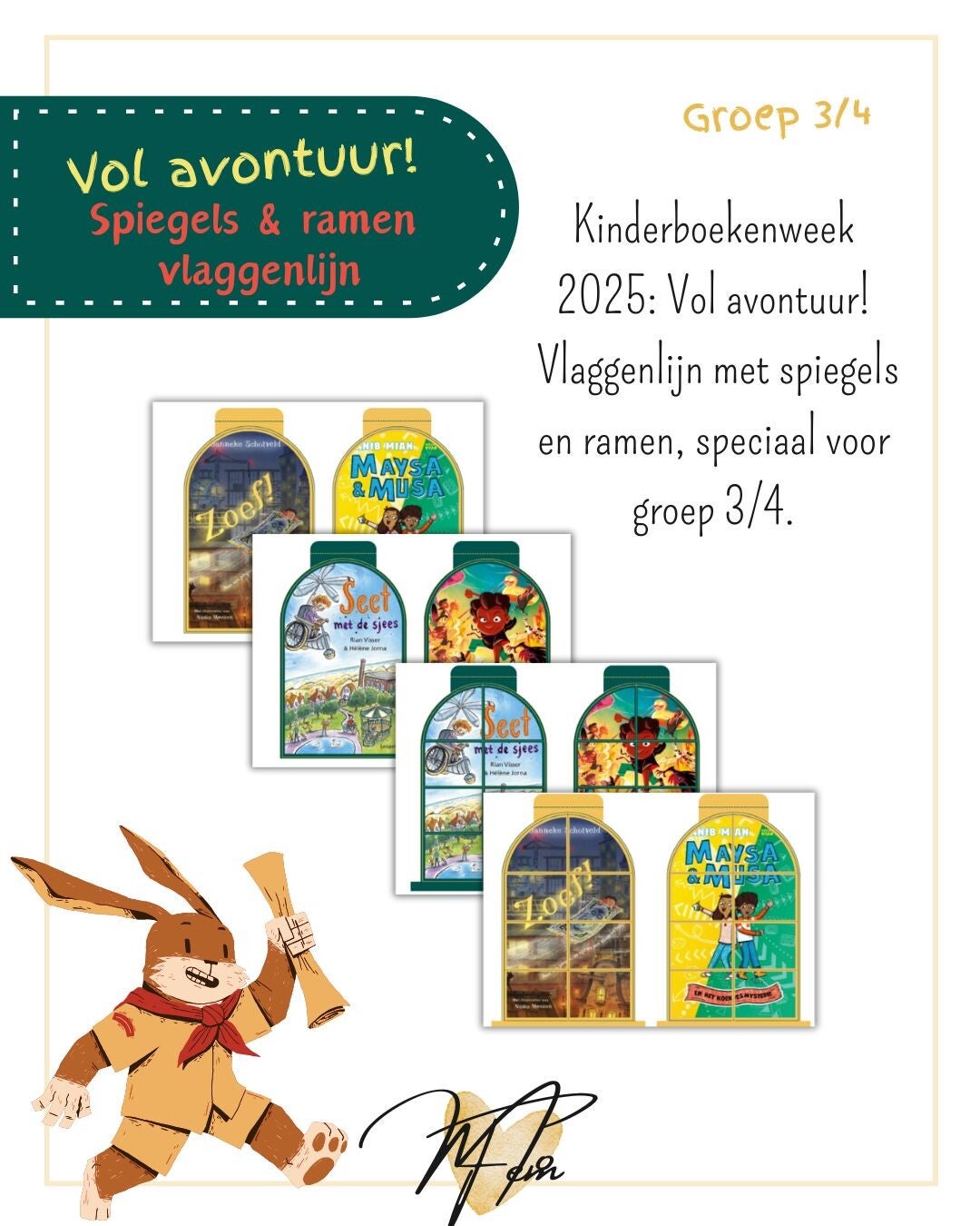 Spiegels en ramen vlaggenlijn groep 3/4 – Kinderboekenweek 2025 ‘Vol avontuur’