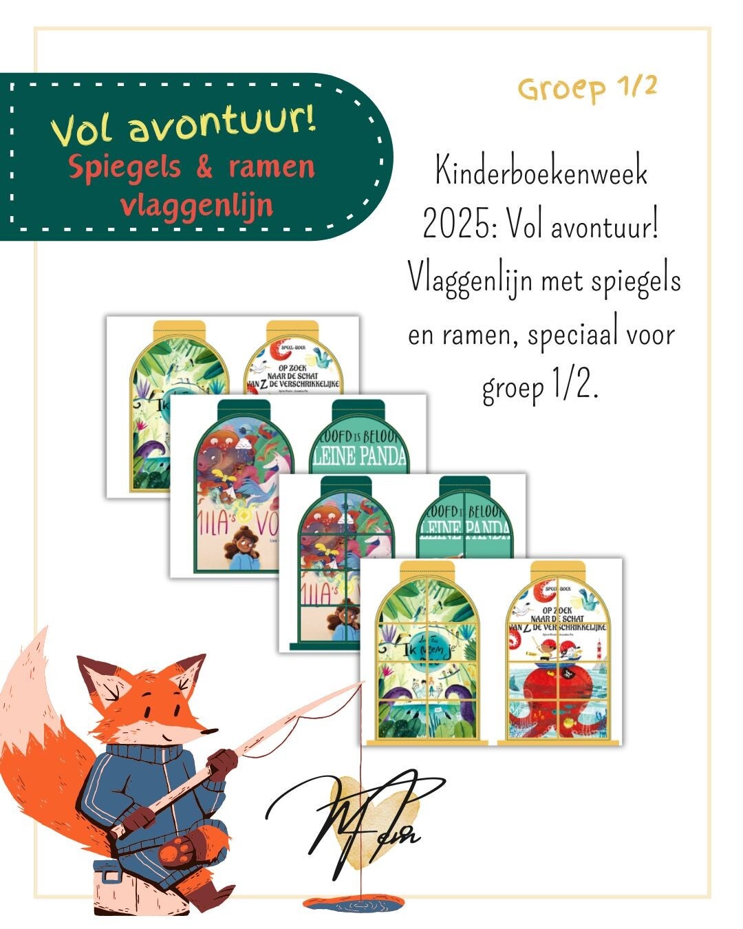 Spiegels en ramen vlaggenlijn groep 1/2 – Kinderboekenweek 2025 ‘Vol avontuur’