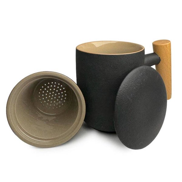Aura Nordic Wood Infuser Mug - Black