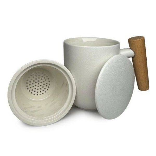 Aura Nordic Wood Infuser Mug - White