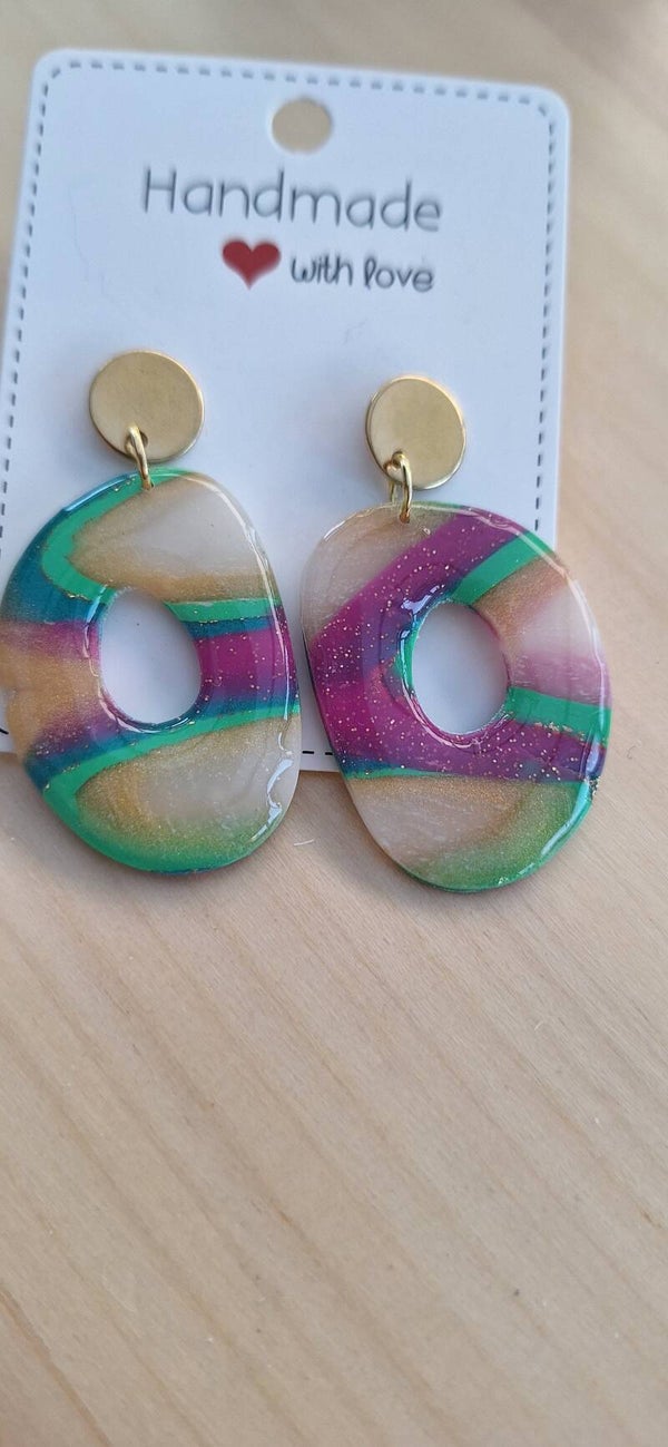 Ovale multicolor oorringen