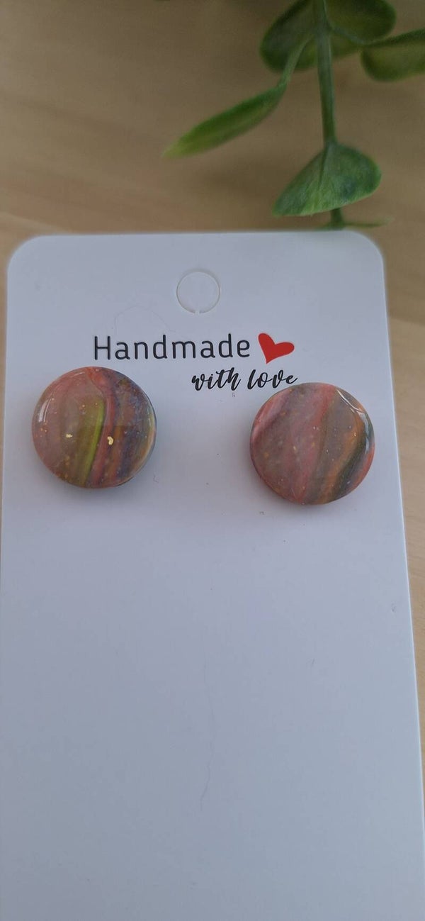 Handgemaakte oorbellen: multicolor rond