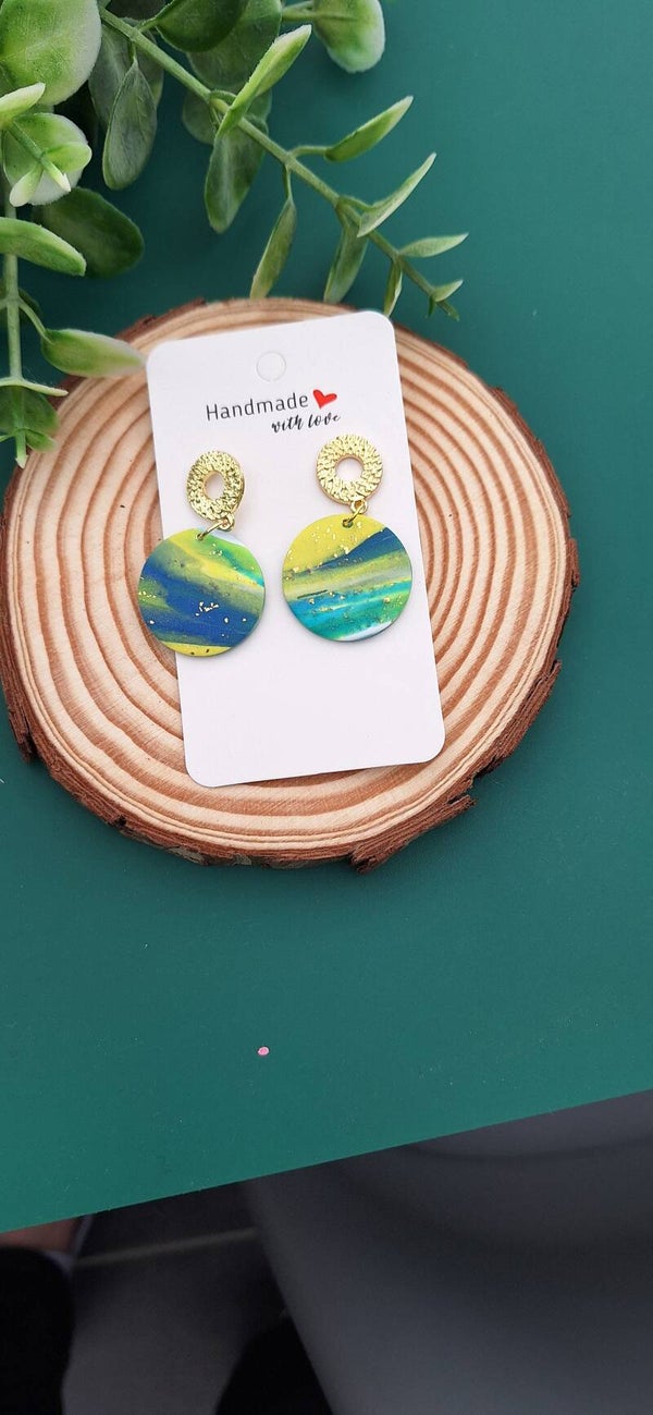 Handgemaakte ronde oorbellen Daisy multicolor 003.8