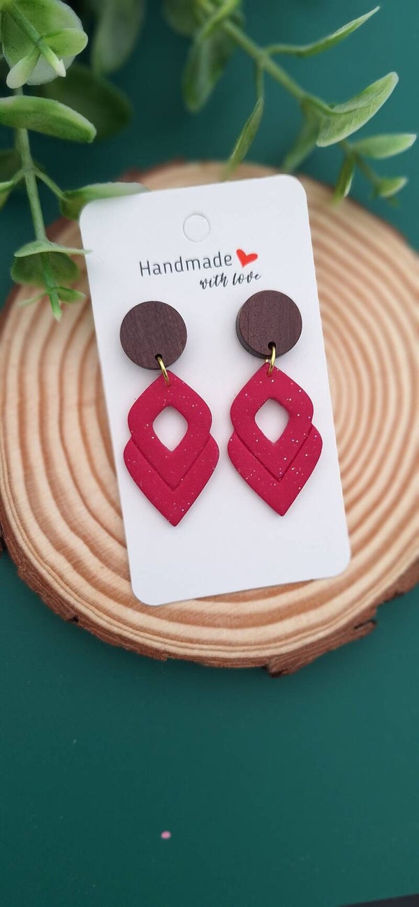 Handgemaakte oorbellen Sylvie fuschia 009.7